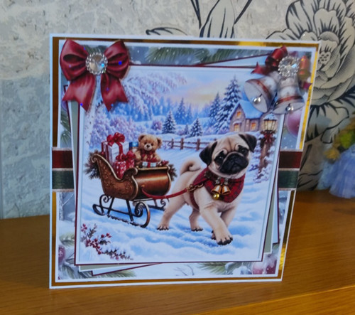 Hand made dog christmas card - christmas,