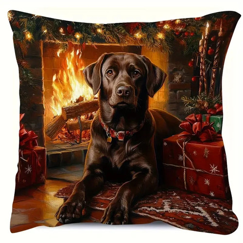 Christmas labrador cushion - labrador,
