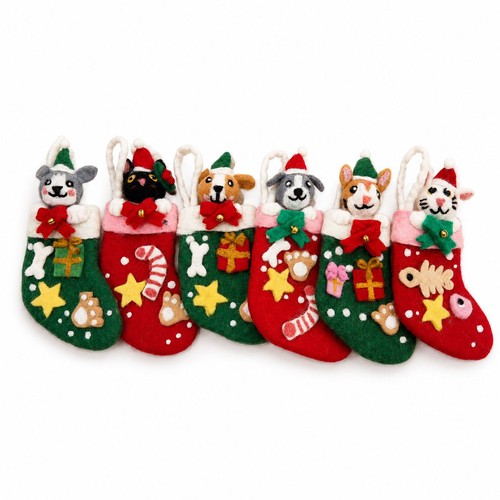 Felt christmas pet gift socks - felt,