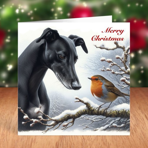 Greyhound dog christmas card - christmas,