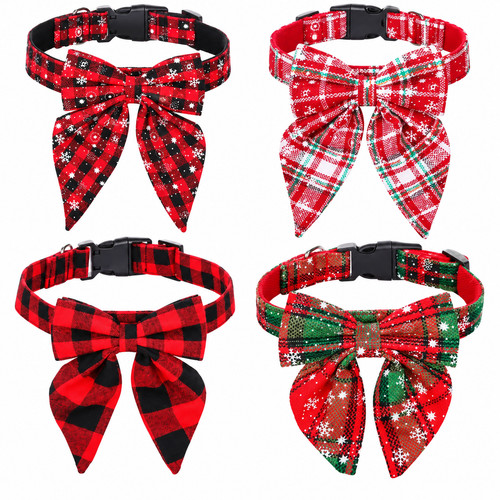 Christmas dog collar with bow - dog,