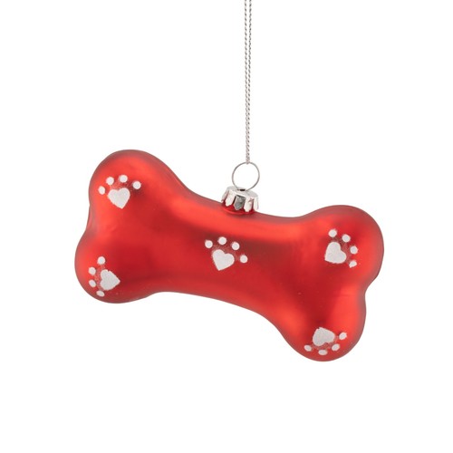 Red bone shaped bauble dog - bone,