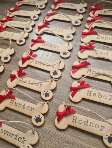 Personalised wooden dog bone - personalised,