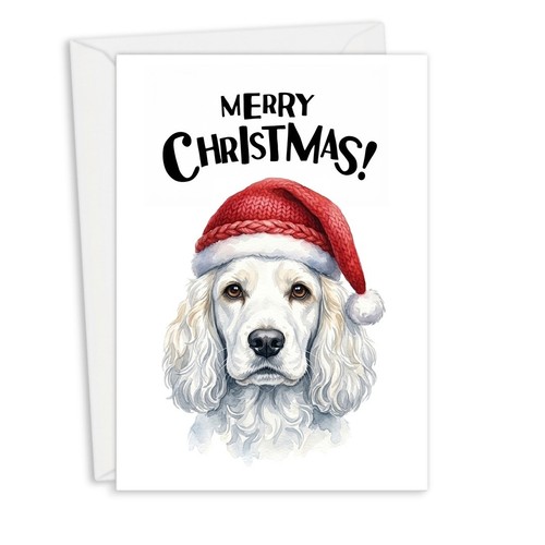 White spaniel christmas card - spaniel,
