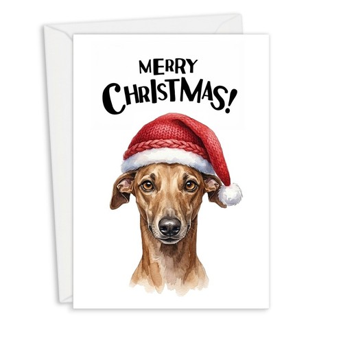 Whippet dog christmas card - dog,