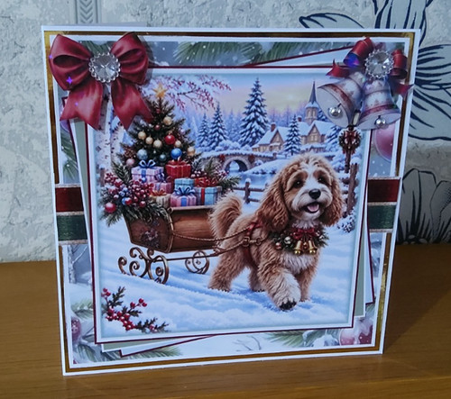 Hand made dog christmas card - hand,