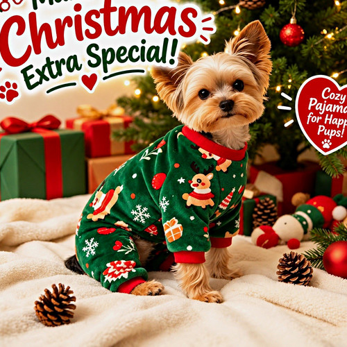 Christmas fleece dog jumpsuit - christmas,