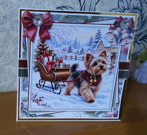 Hand made dog christmas card - dog,