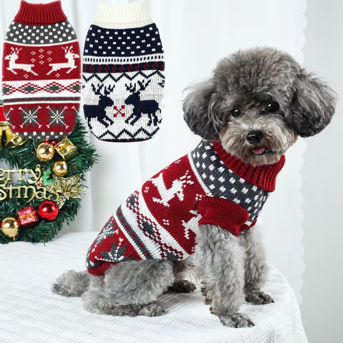Christmas dog sweater knitted - sweater,