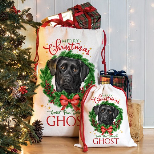 Black labrador christmas sack - black,