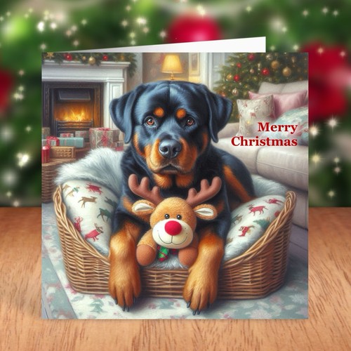 Rottweiler dog christmas card - dog,