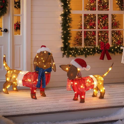 Set lighted dachshund dog - of,