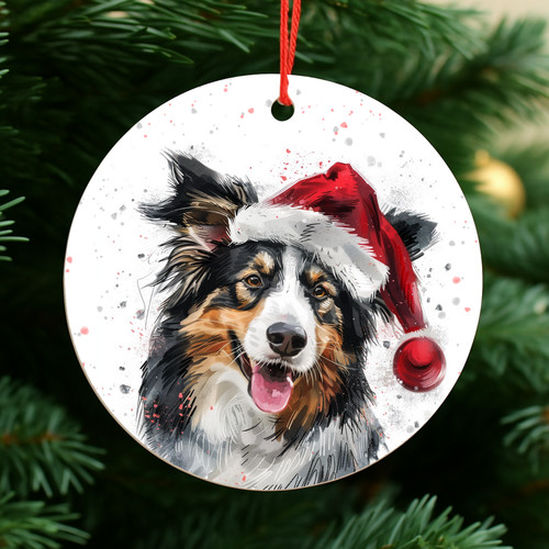 Collie dog christmas baubles - dog,