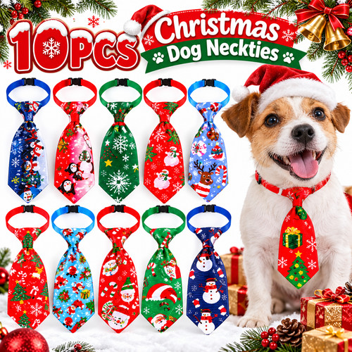 10pcs christmas dog neckties - 10pcs,