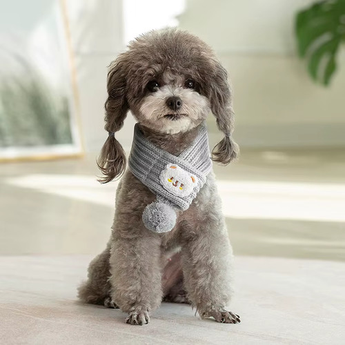 Dog knitted christmas scarf - christmas,