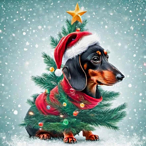 Christmas dachshund dog wall - christmas,
