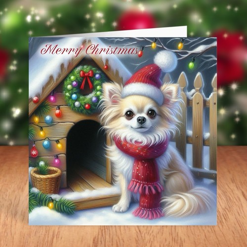 Chihuahua dog christmas card - christmas,