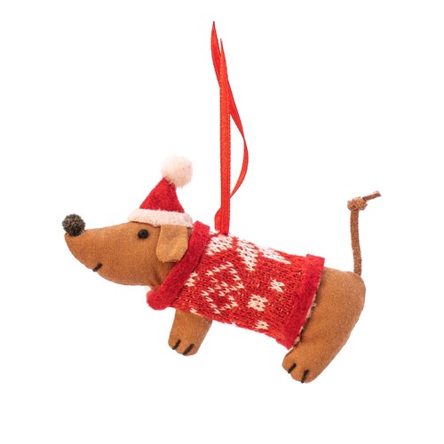 Fabric sausage dog - dog, christmas