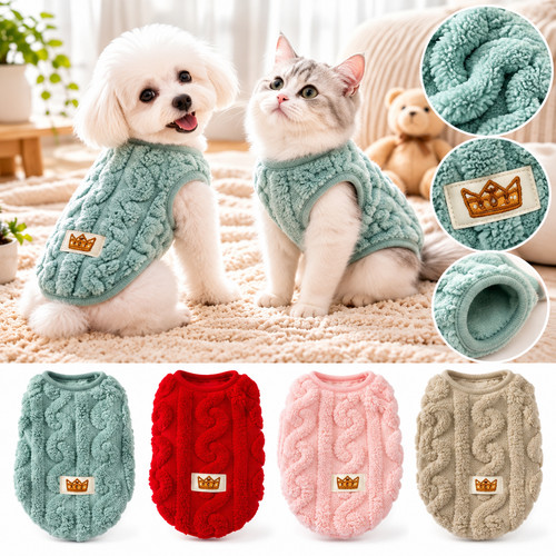 Pet dog cat fleece sweater - dog,